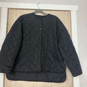 Babaton Aritzia Quilted Black Button-Front Jacket Oversized